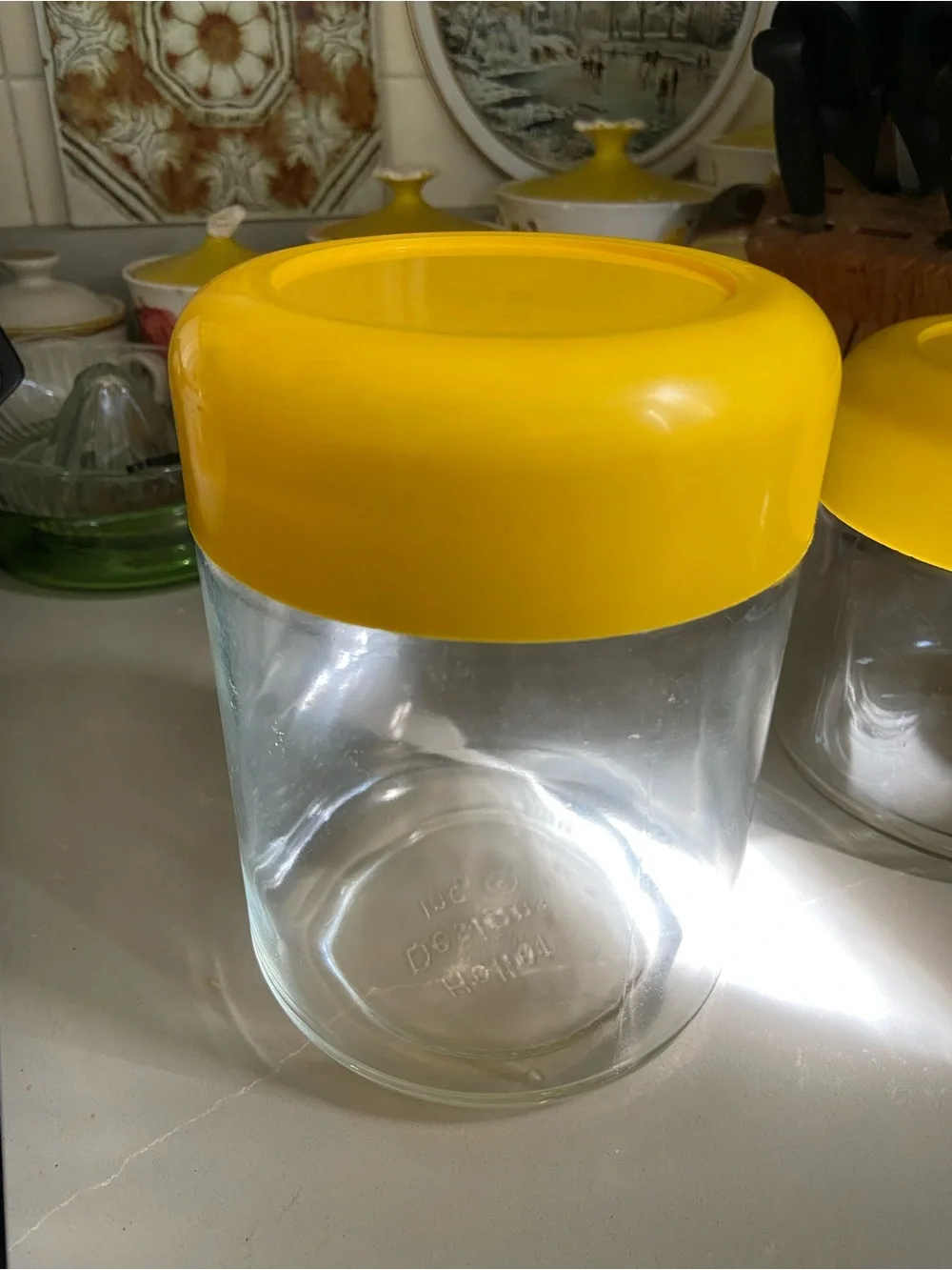 2 Vintage Heller Design Glass Canisters